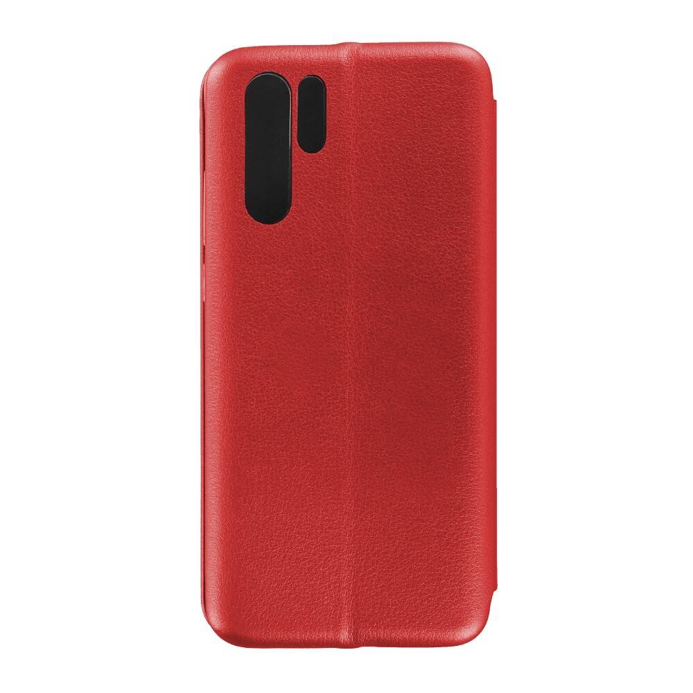 Ein rotes Smartphone-Case mit Aussparungen für Kamera und Tasten, von hinten gezeigt.