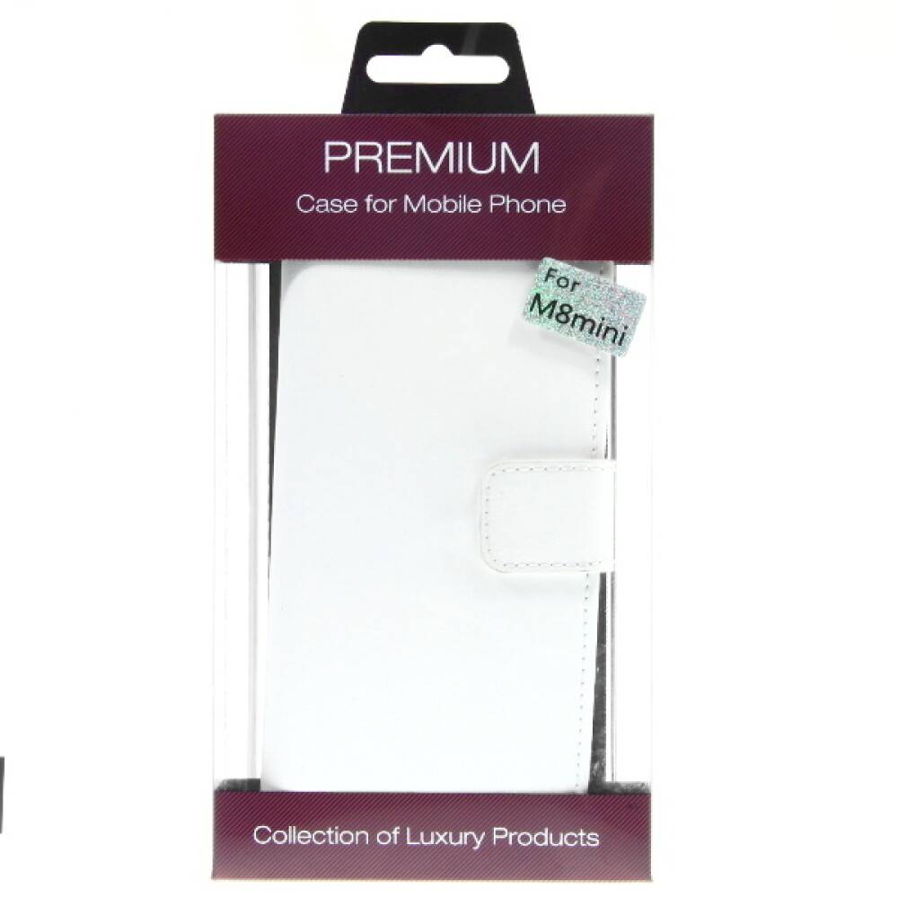Weiße Premium-Handyhülle in Einzelhandelsverpackung, mit den Aufschriften "Für M8mini"" und ""Kollektion von Luxusprodukten"".