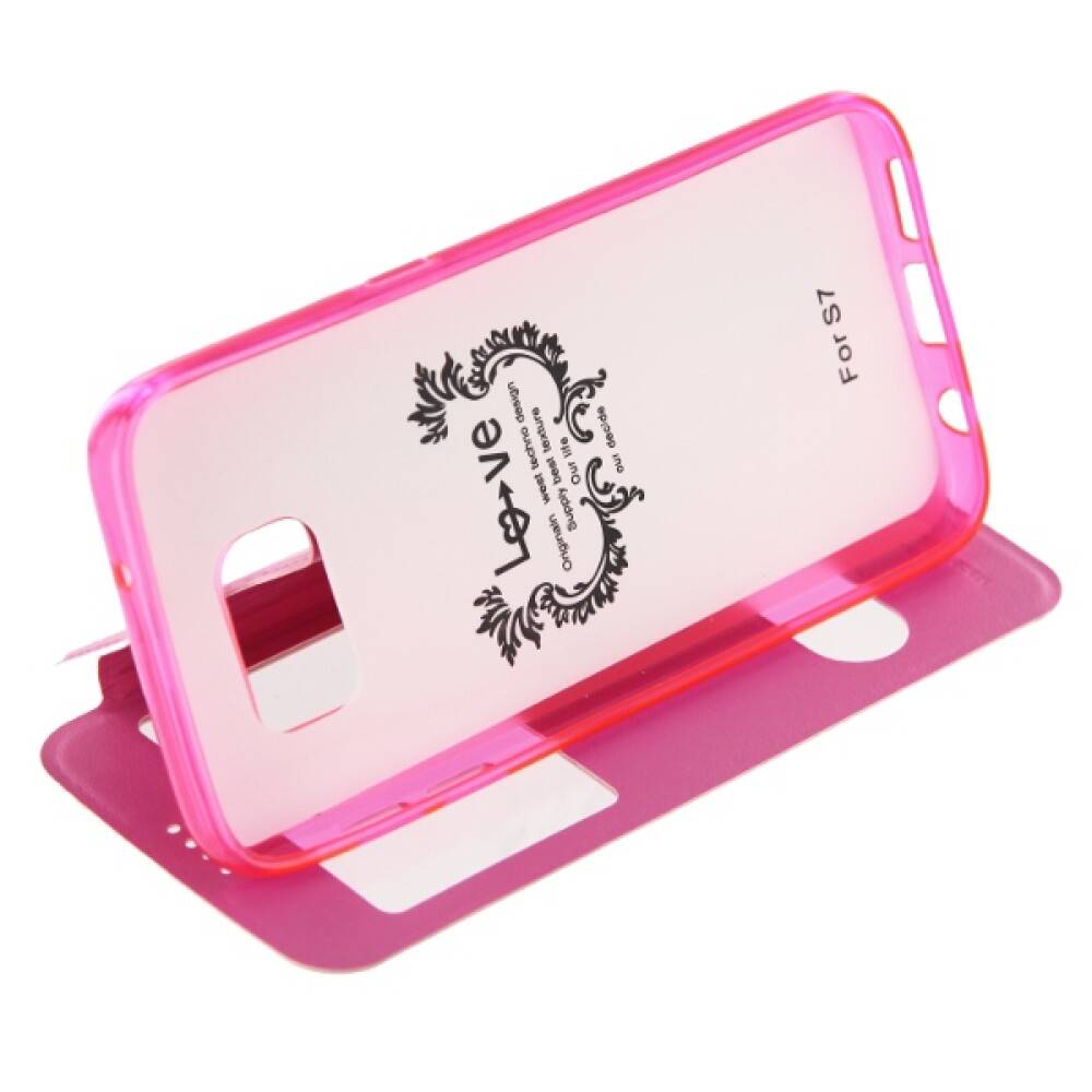 Flip Case Handyhülle für Samsung Galaxy S7 Pink Schutz Tasche