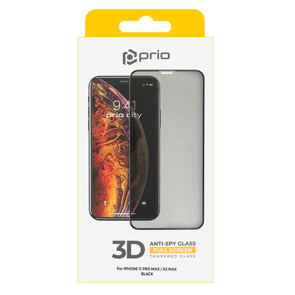 prio 3D Anti-Spy Displayschutzglas für iPhone 11 Pro Max/XS Max schwarz