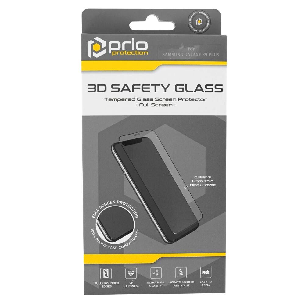 prio 3D Displayschutzglas für Samsung S9 Plus schwarz