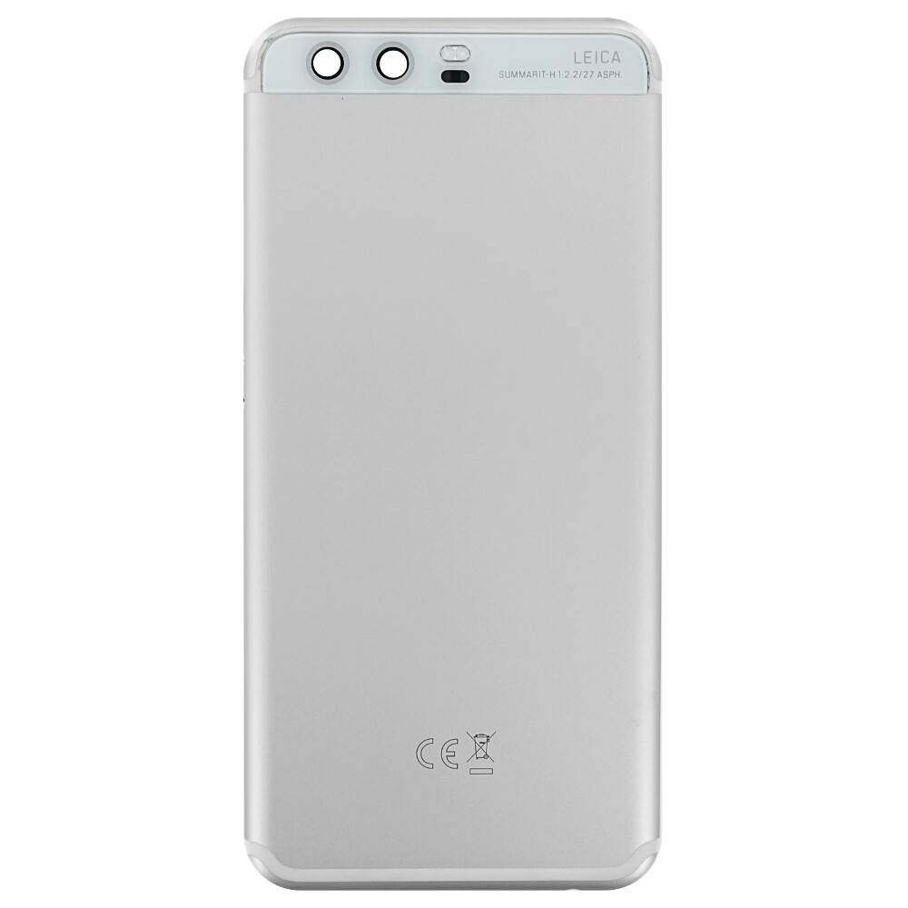 „Rückseite eines silbernen Smartphones mit doppelten Kameraobjektiven und einem Blitz oben. Zu den Merkmalen gehören ein kleines Logo und Text in der Nähe der Kameras.