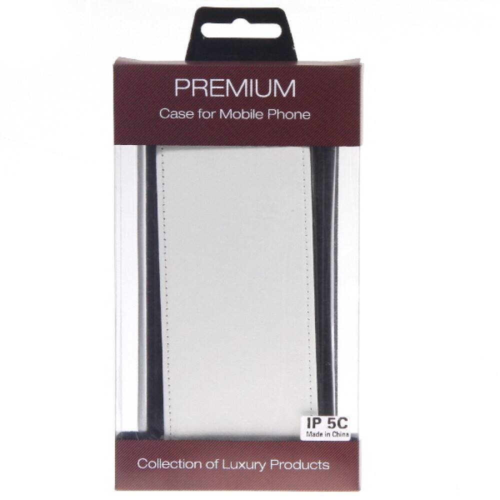 Paket einer weißen Handyhülle mit der Aufschrift „PREMIUM Case for Mobile Phone