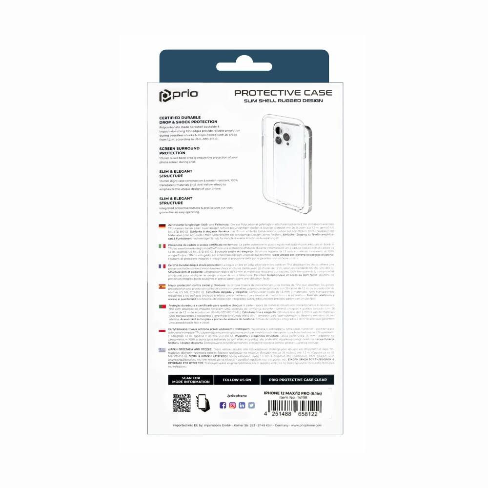 prio Schutzhülle / Case für iPhone 12 / 12 Pro klar