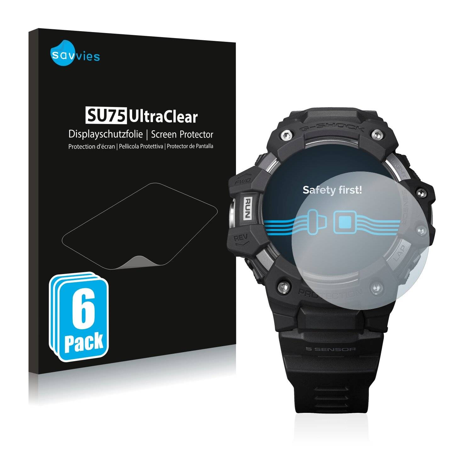 6x Savvies SU75 Displayschutzfolie für Casio G-Shock