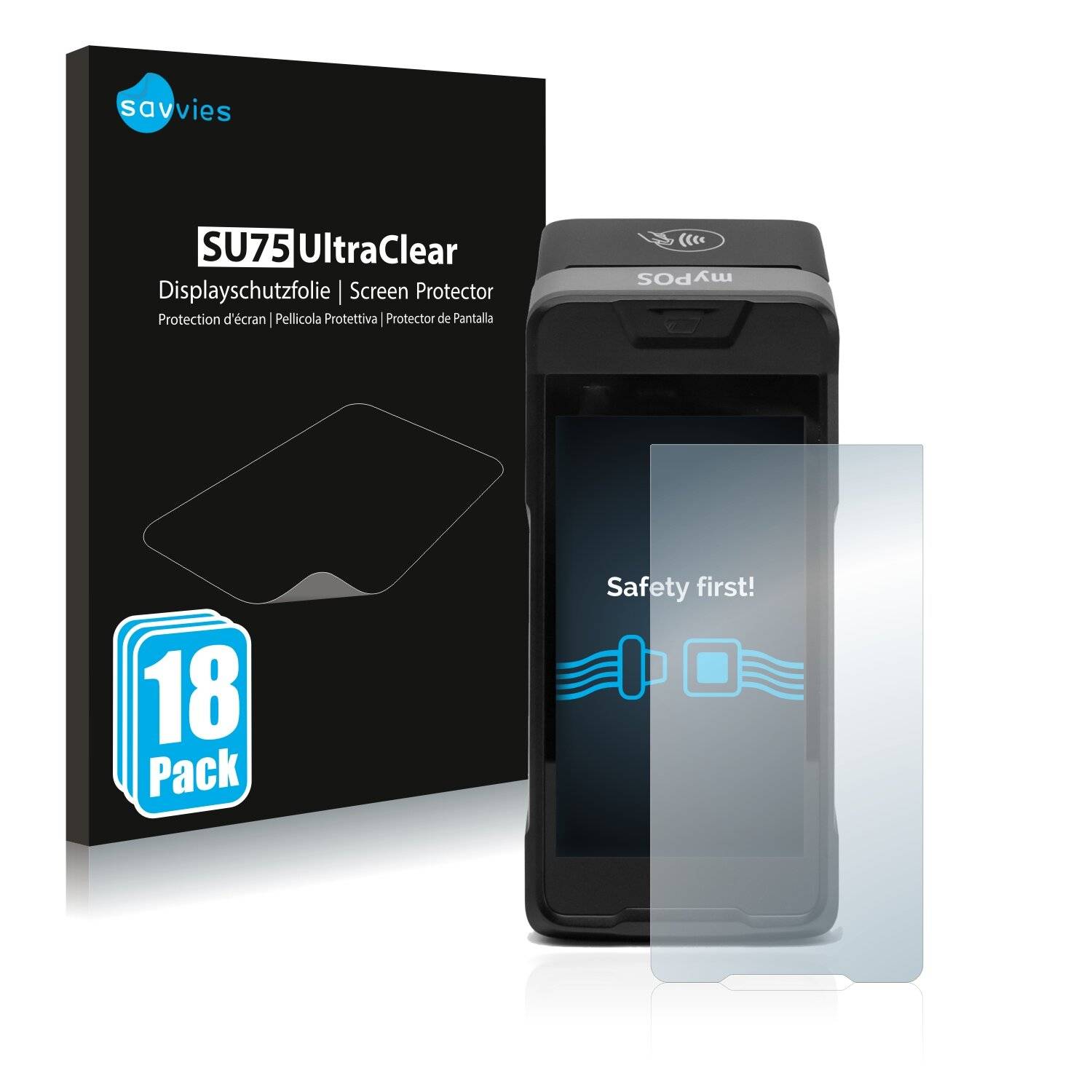 18x Savvies SU75 Displayschutzfolie für myPOS