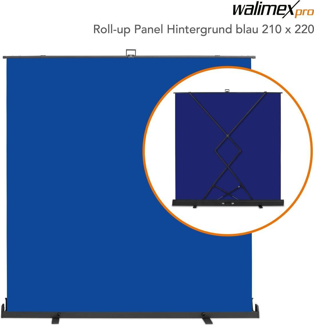 walimex pro Roll-up Panel Hintergrund 210x220cm blau (23213)