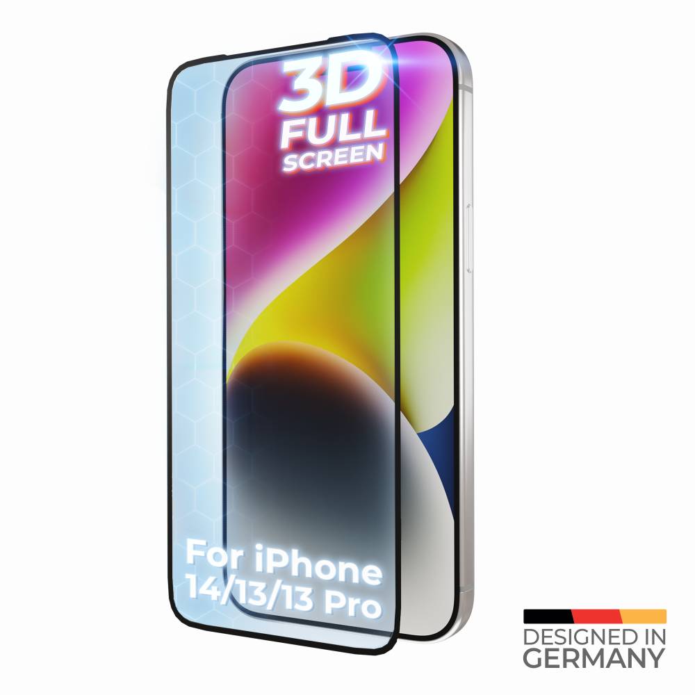 prio 10x 3D Displayschutzglas für iPhone 14/13/13 Pro schwarz