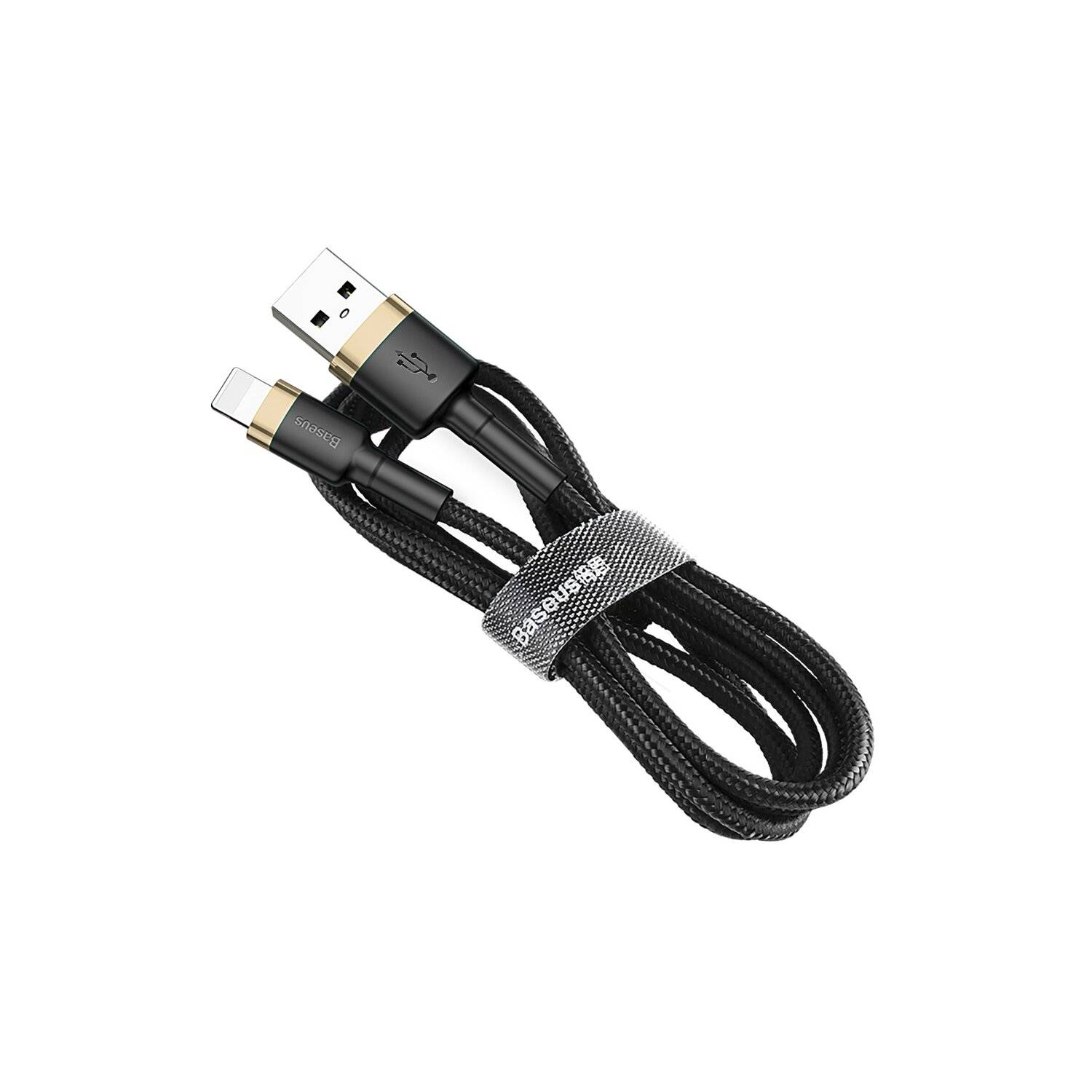 Baseus Cafule Kabel Strapazierfähiges Nylonkabel USB / Lightning QC3.0 2.4A 1M Schwarz-Gold (CALKLF-BV1)