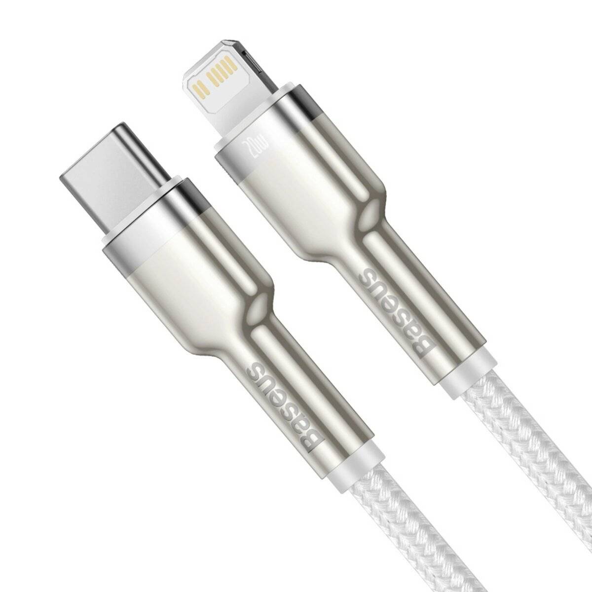 Schnellladekabel Metalldatenkabel USB-C kompatibel mit iPhone 20W in Weiß 1 m