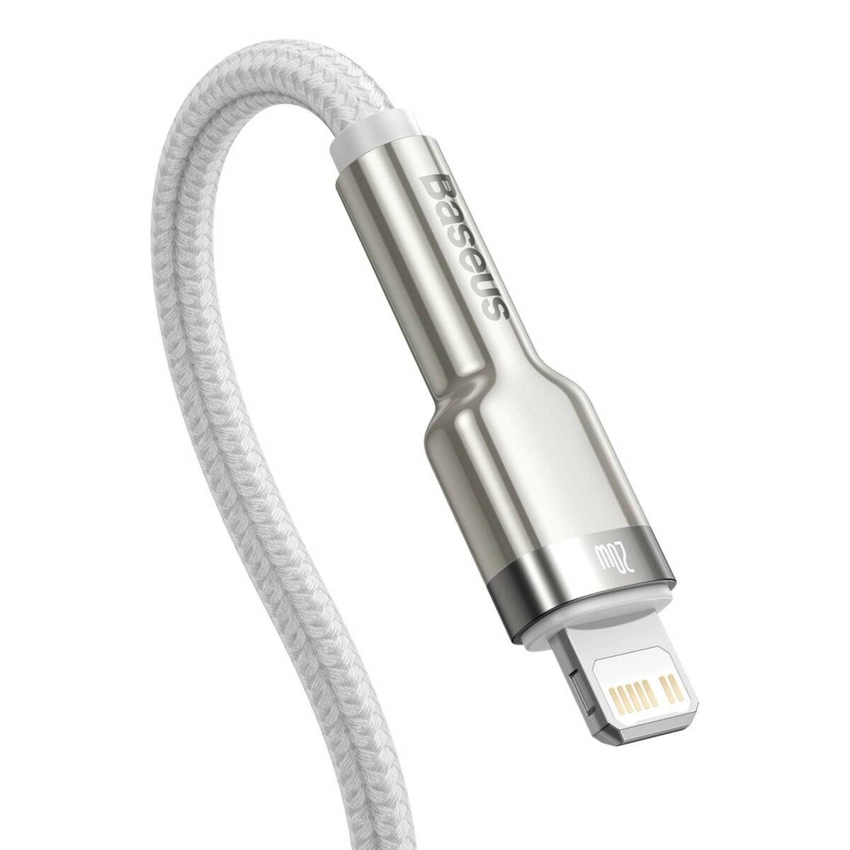 Schnellladekabel Metalldatenkabel USB-C kompatibel mit iPhone 20W in Weiß 1 m