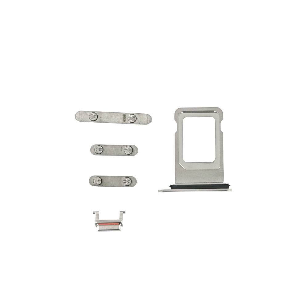 Tasten Set für iPhone XS Max silber Ersatz Knopf Taste Stummschalttaste