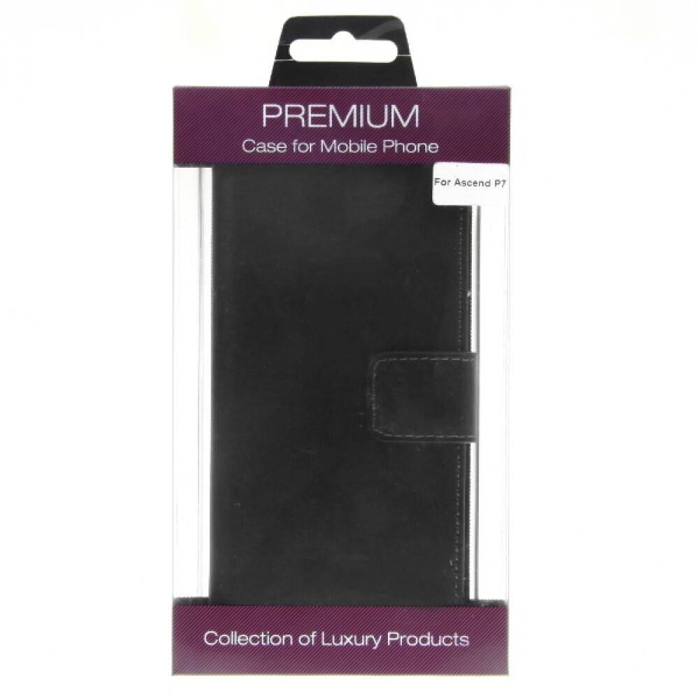 Book Case Handyhülle für Huawei P7 Schwarz Leder 4250710553983