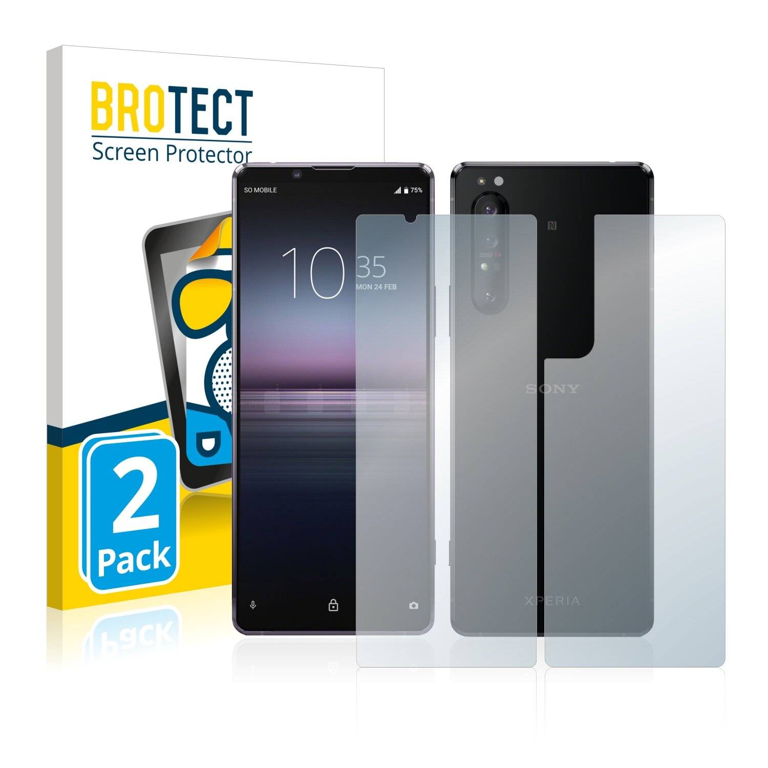2x BROTECT Matte Displayschutzfolie für Sony Xperia 1 II (Vorder + Rückseite) - Entspiegelt,