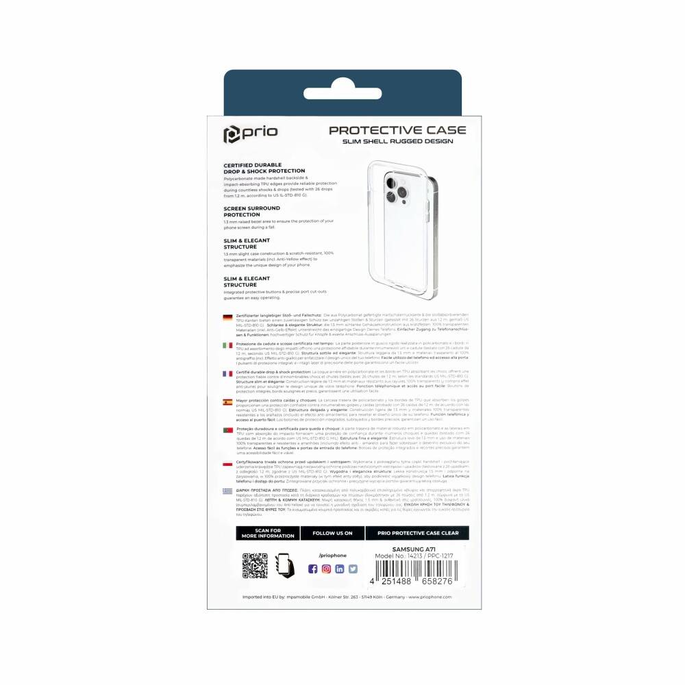 prio Schutzhülle / Case für Samsung Galaxy A71 klar