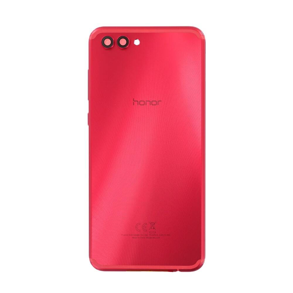 Red Honor-Smartphone Rückseite mit dualen Rückkameras und Blitz, zentriert auf weißem Hintergrund.