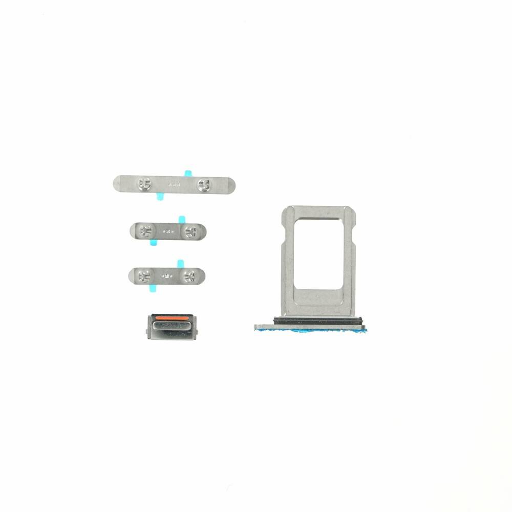 Tasten Set für iPhone 12 Pro Max, Silber, Stummschalttaste, Ersatz Button