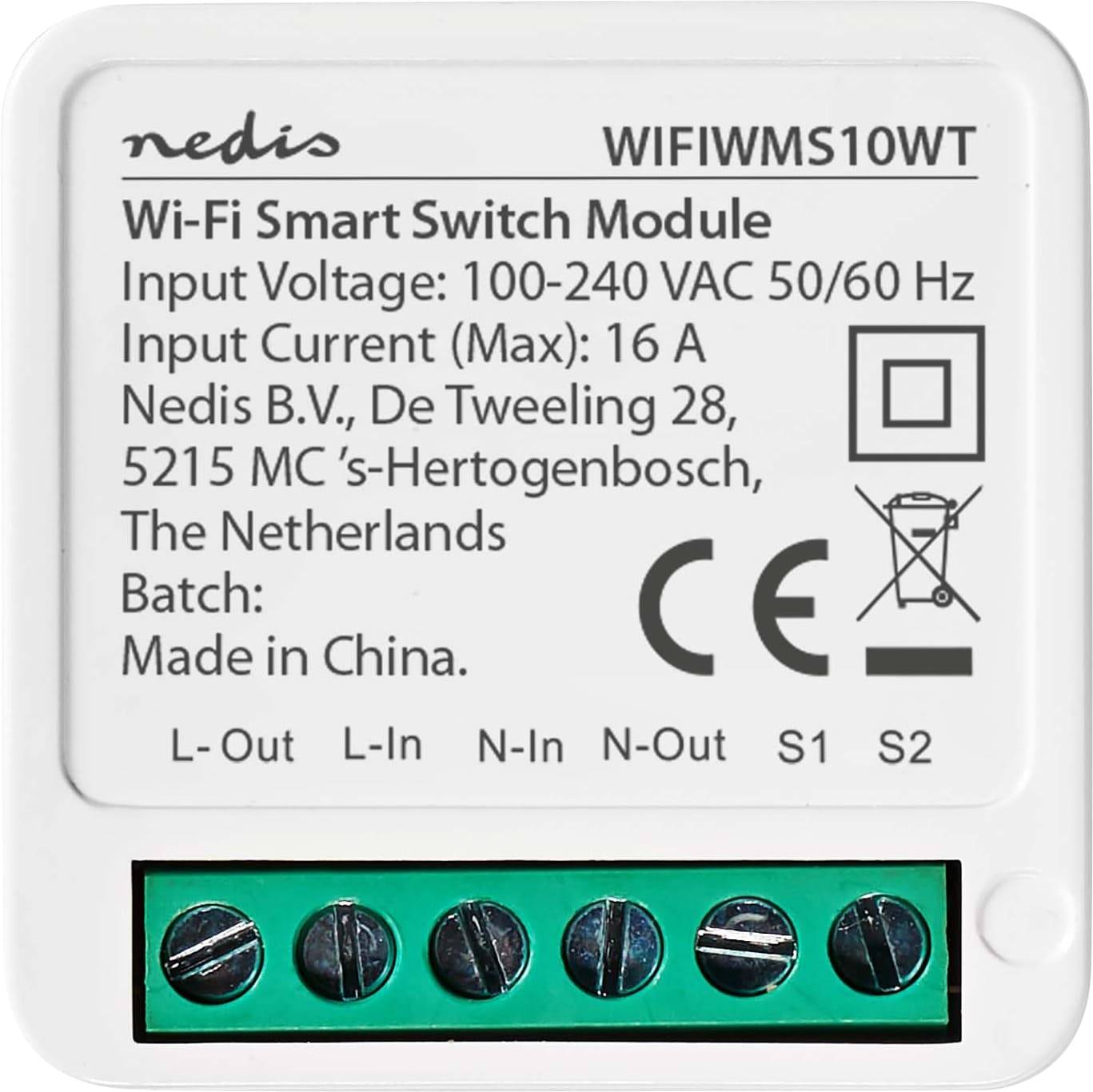 NEDIS Power Switch SmartLife, Einbaumodul Schalter, weiß