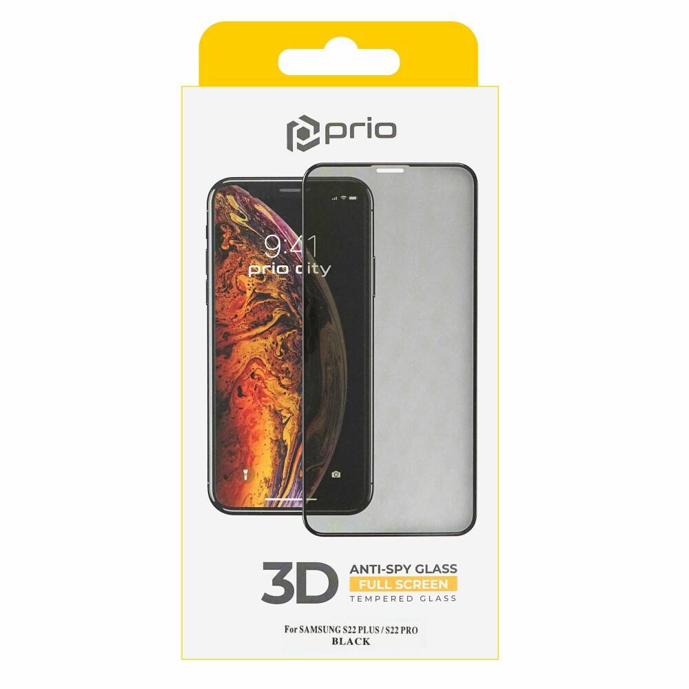 prio 3D Anti-Spy Displayschutzglas für Samsung S22+ schwarz
