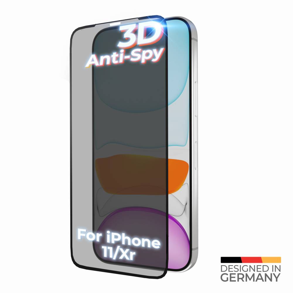 prio 3D Anti-Spy Displayschutzglas für iPhone 11/XR schwarz