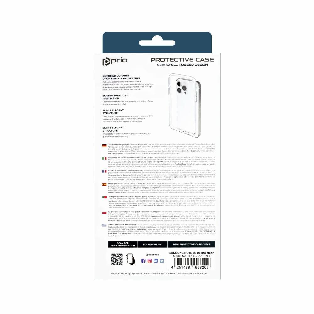 prio Schutzhülle für Samsung Note 20Ultra 5G/Note 20Ultra klar