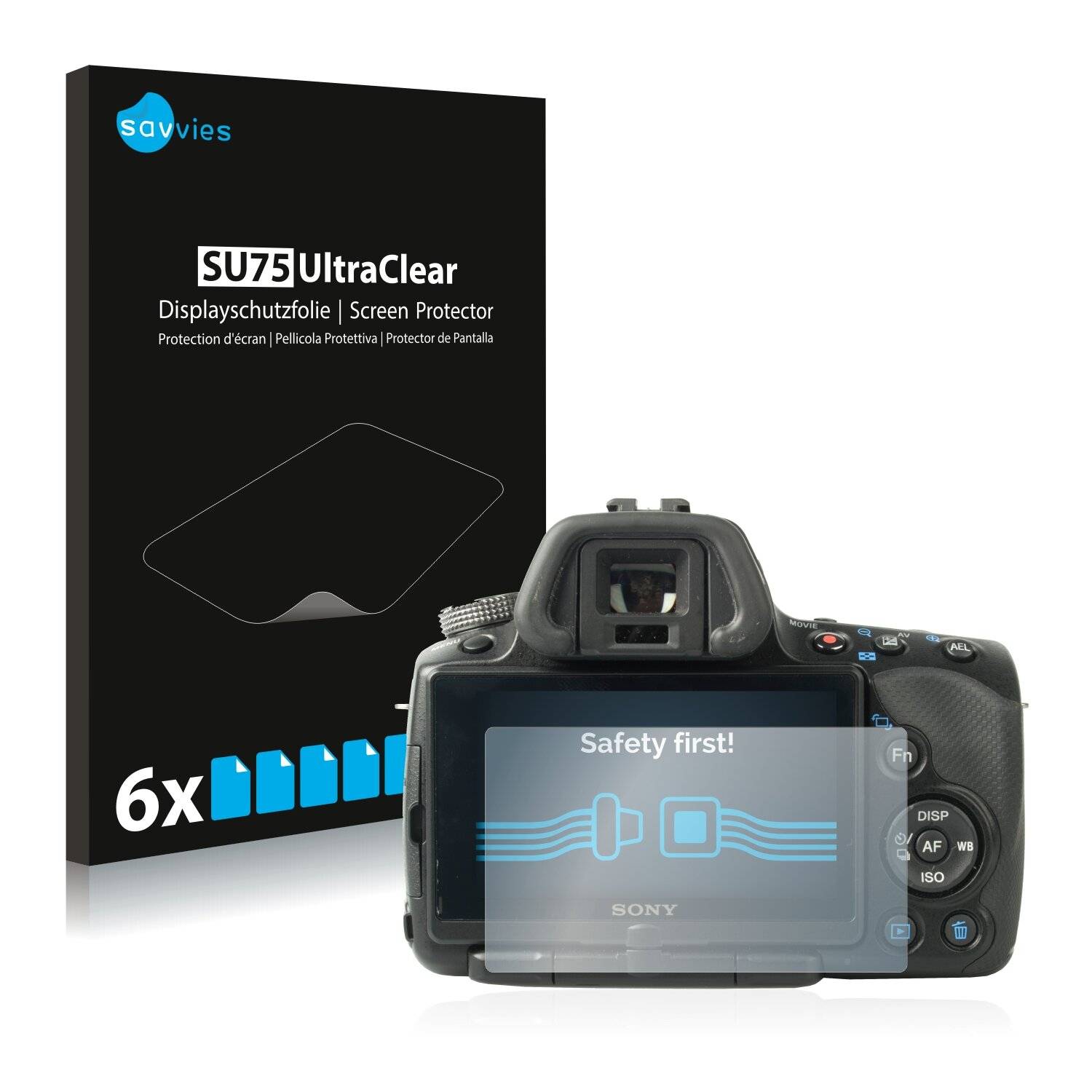 6x Savvies SU75 Displayschutzfolie für Sony Alpha 55