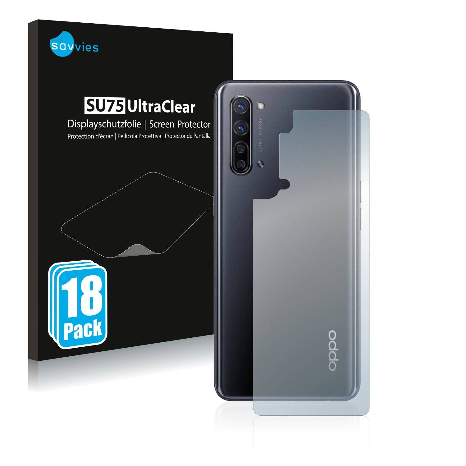18x Savvies SU75 Displayschutzfolie für Oppo Find X2 Lite