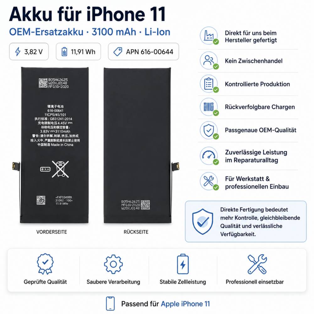 616-00644 Akku für iPhone 11 wie Original Batterie Accu Ersatzakku