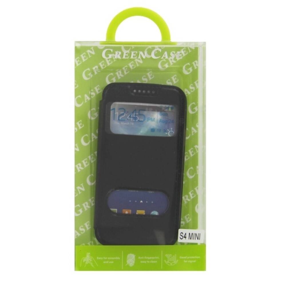 Flip Cover Handyhülle für Samsung Galaxy S4 mini Schwarz Schutz Tasche