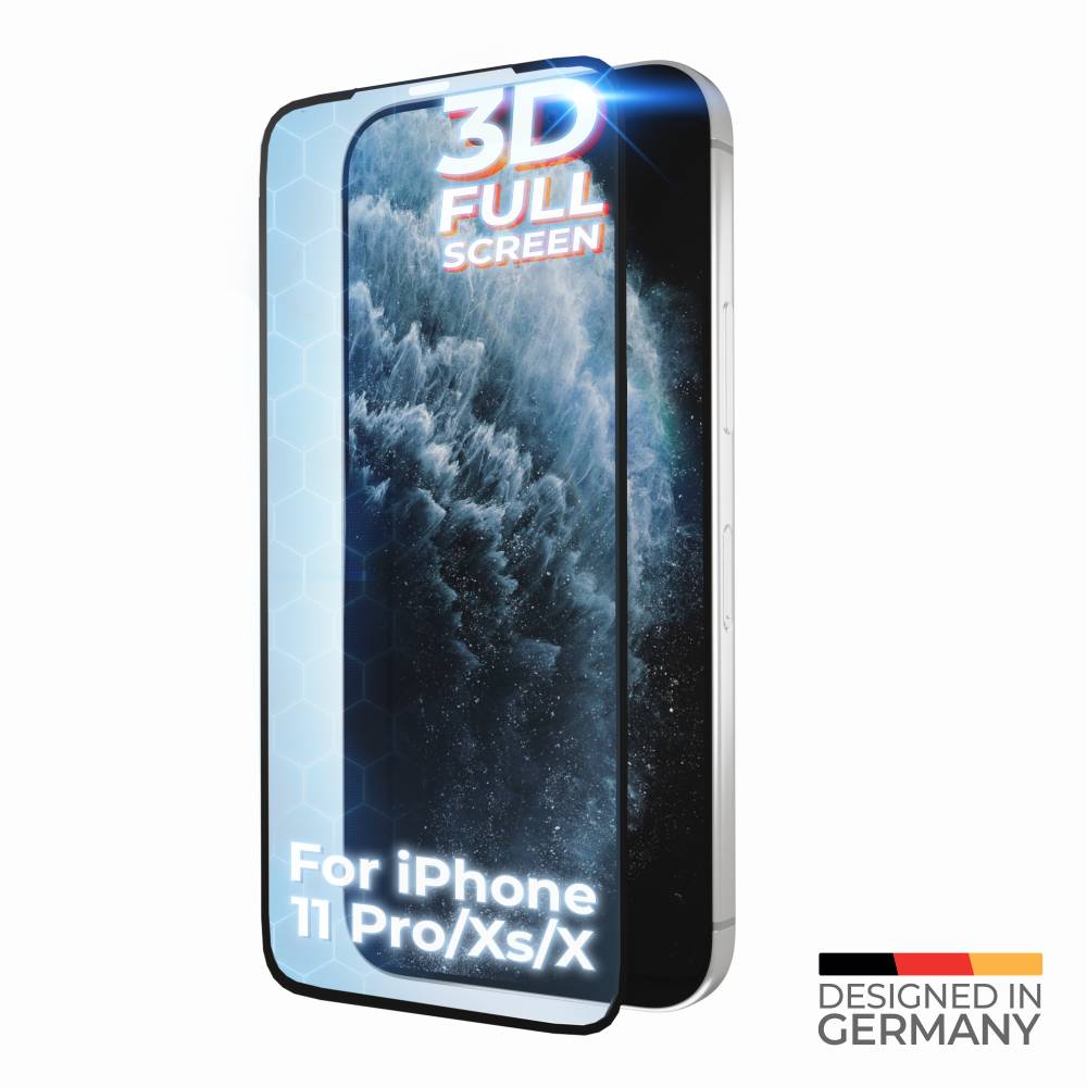 prio 3D Displayschutzglas für iPhone 11 Pro/XS/X + Kameraglas schwarz