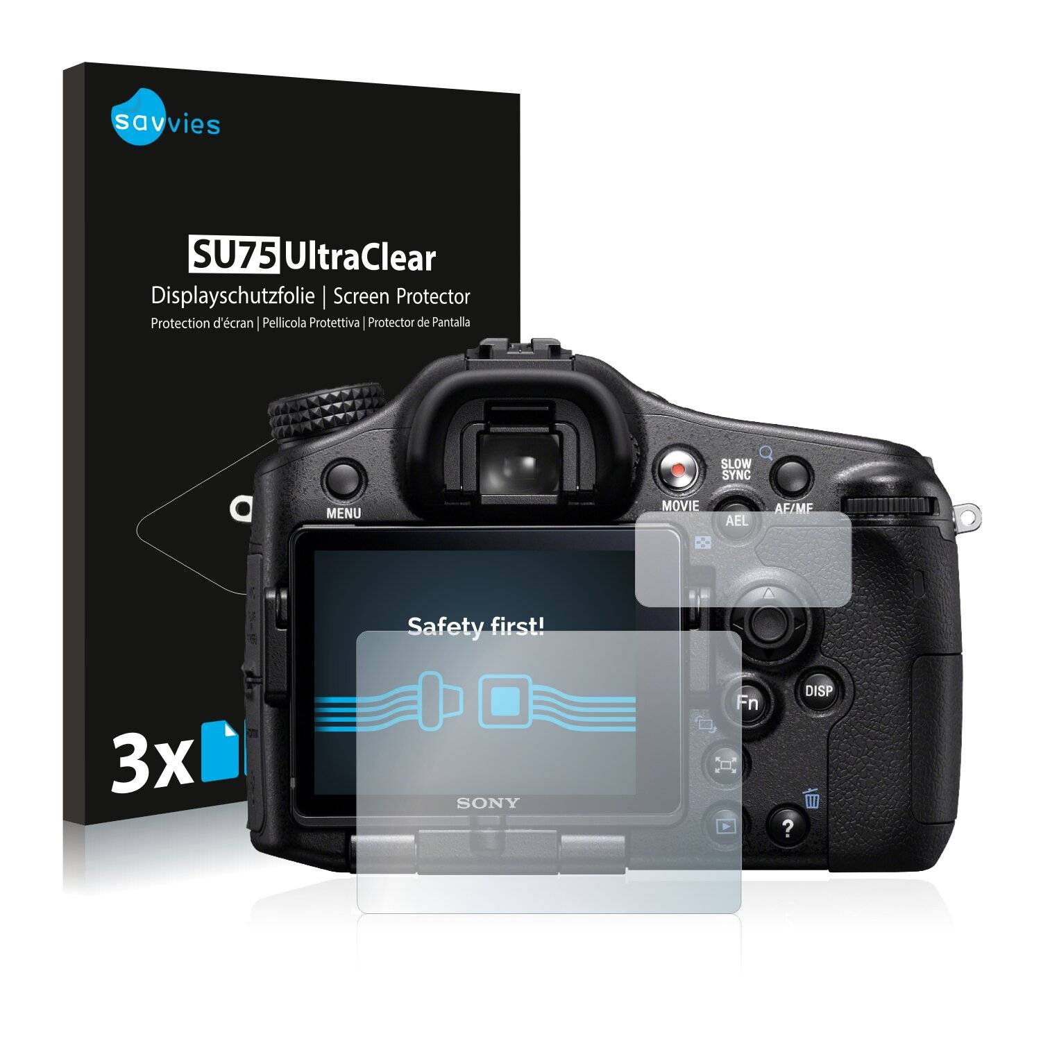 6x Savvies SU75 Displayschutzfolie für Sony Alpha 77V
