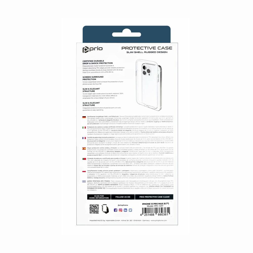 prio Schutzhülle für iPhone 13 Pro Max transparent