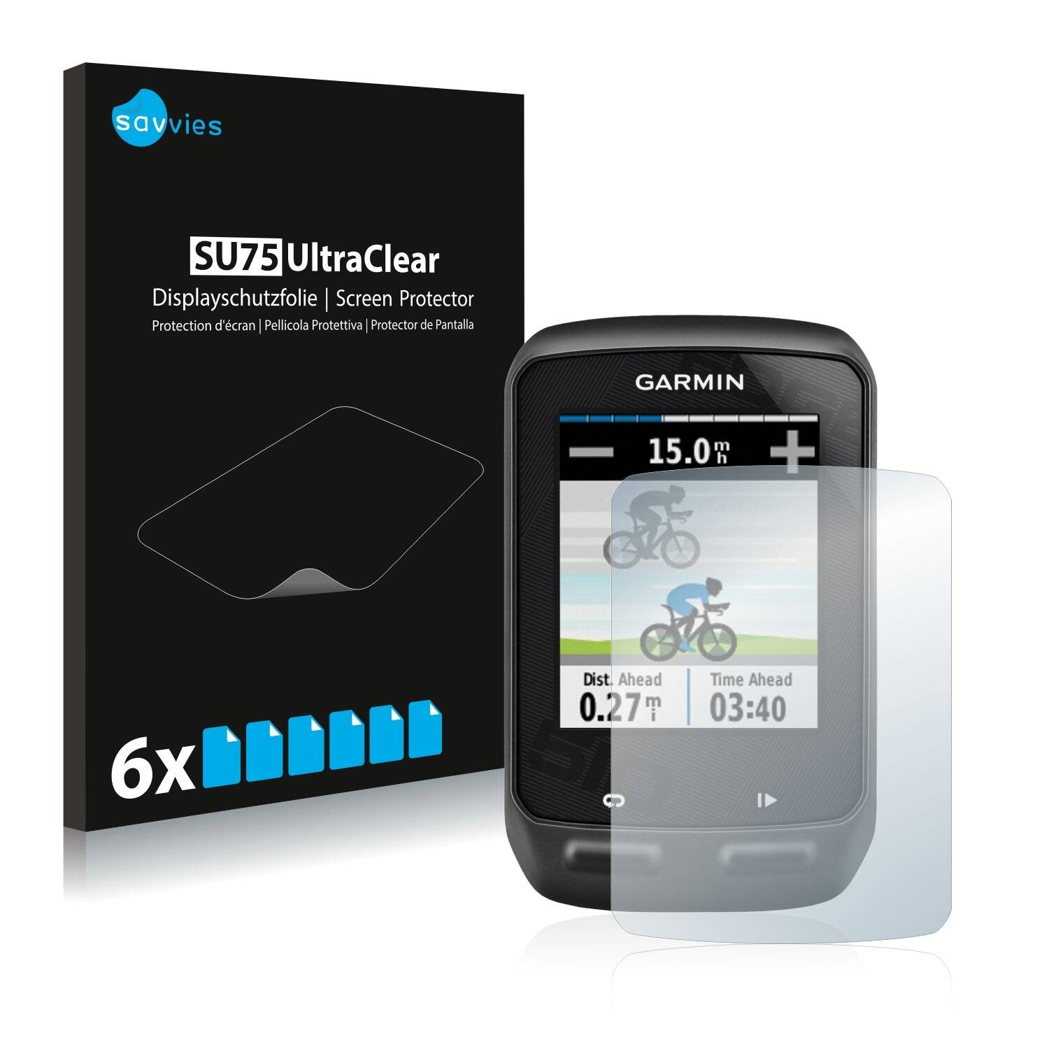 6x Savvies SU75 Displayschutzfolie für Garmin Edge