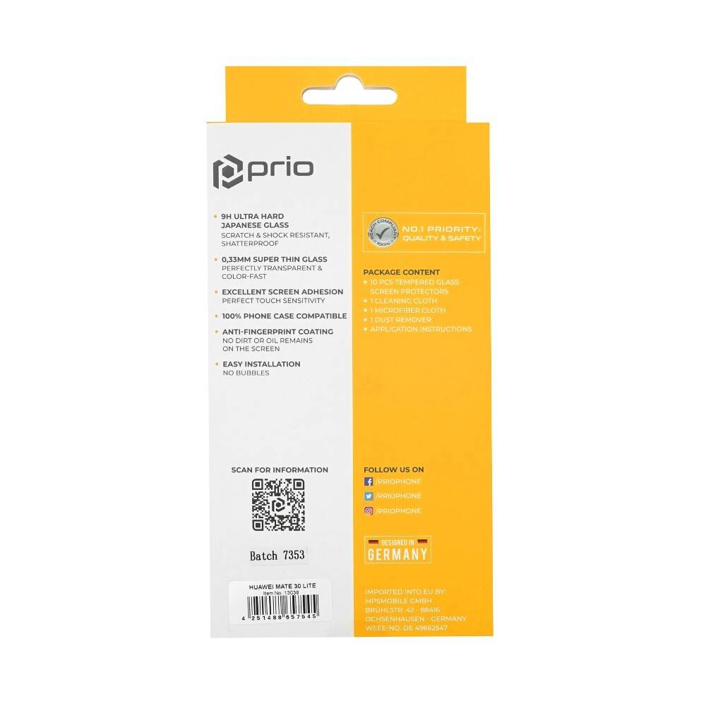 prio 10x 3D Displayschutzglas für Huawei Mate 30 Lite schwarz