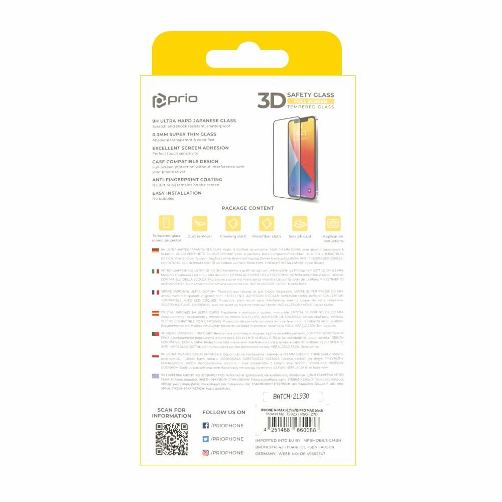 prio 3D Displayschutzglas für iPhone 14 Plus/13 Pro Max schwarz