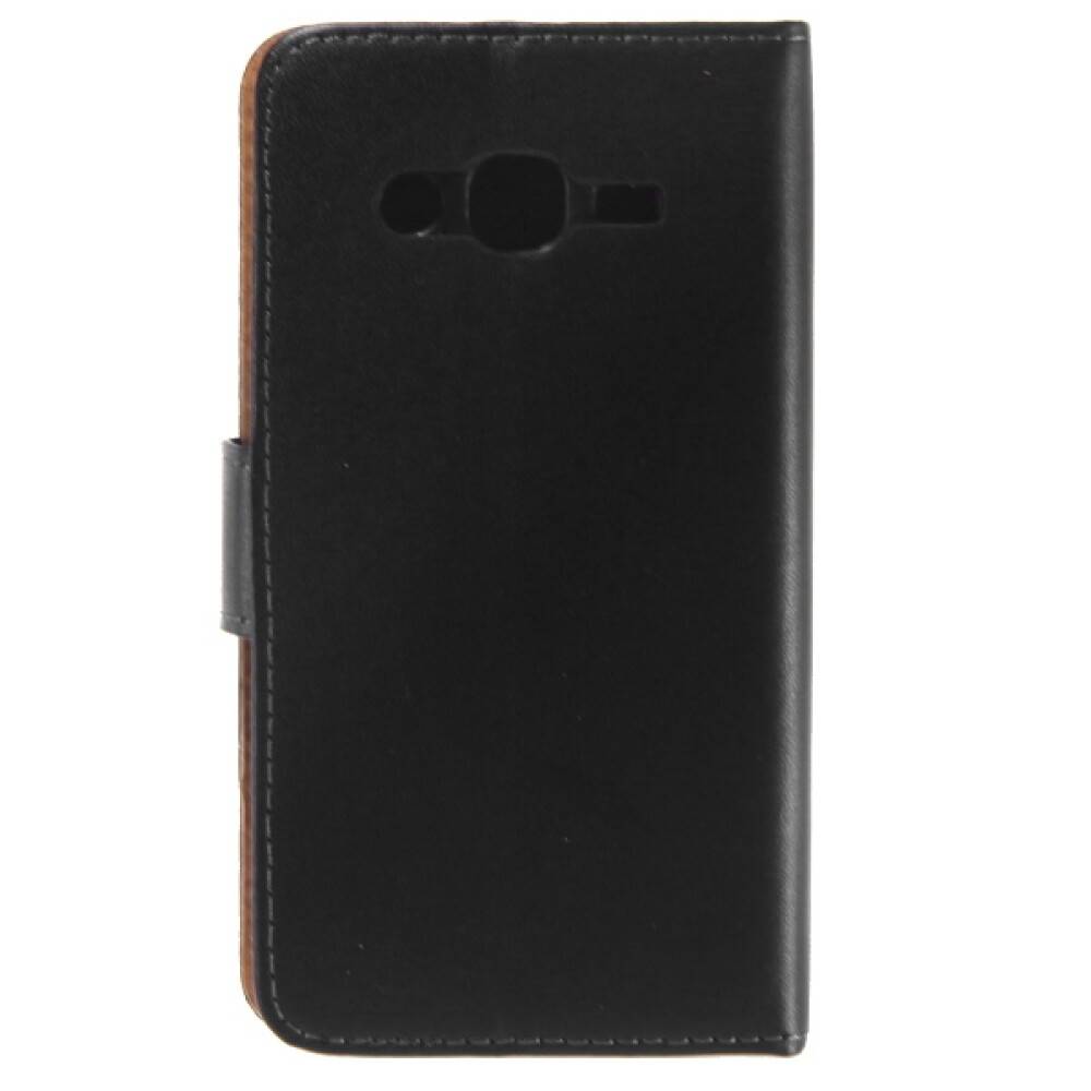 Leder Handyhülle für Samsung Galaxy J2 Schwarz Schutz Case
