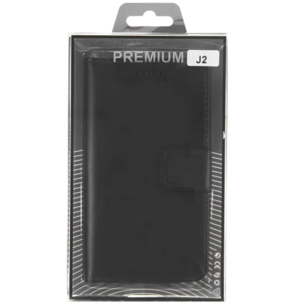 Leder Handyhülle für Samsung Galaxy J2 Schwarz Schutz Case