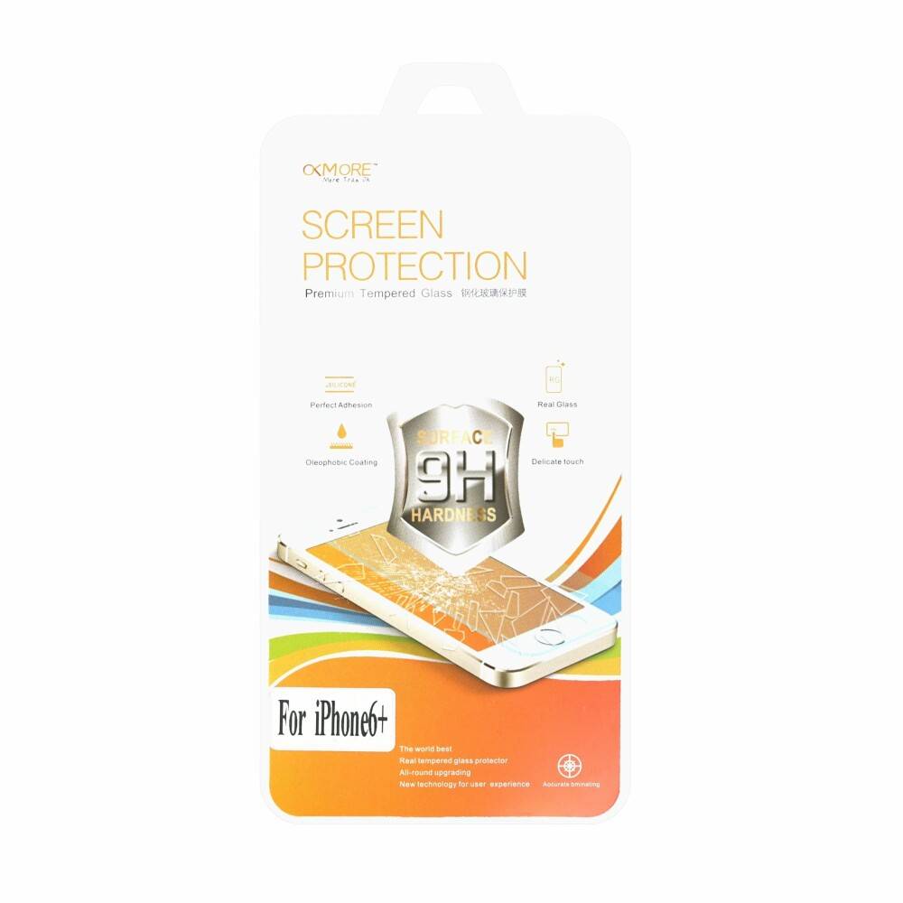 Verpackung für iPhone 6+ Displayschutzfolie, beschriftet mit „SCREEN PROTECTION