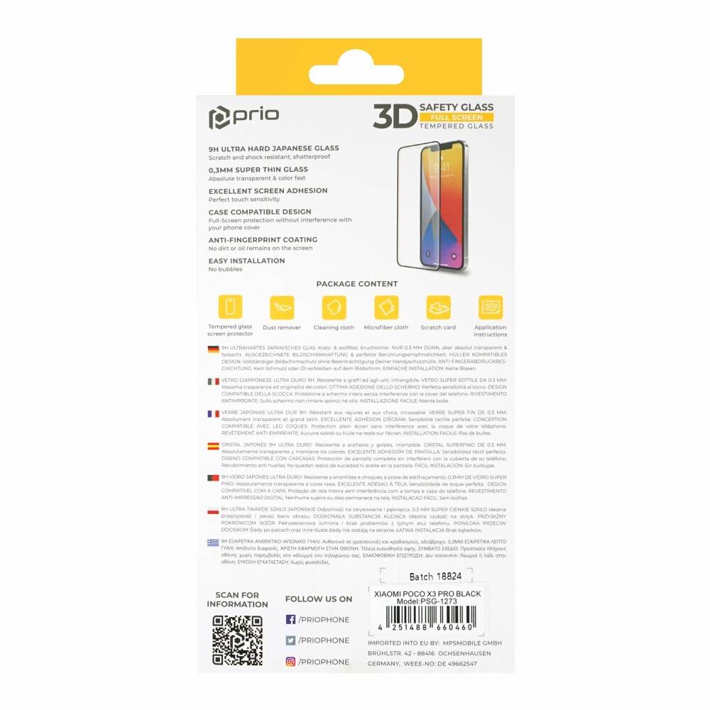 prio 3D Displayschutzglas für Xiaomi Poco X3 Pro schwarz
