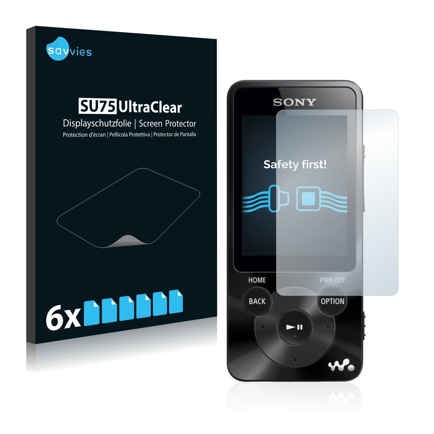 6x Savvies SU75 Displayschutzfolie für Sony Walkman