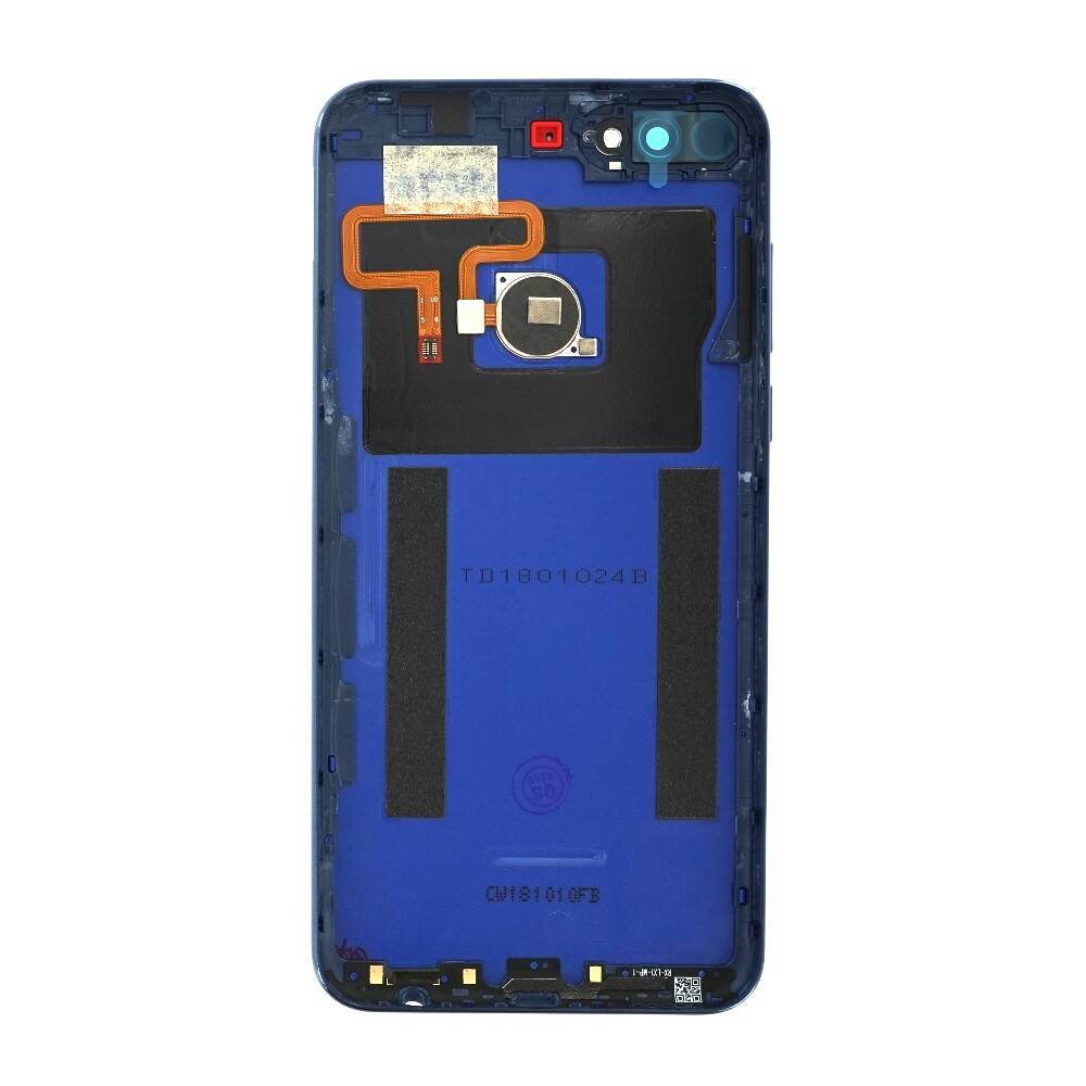 Rückansicht der internen Rückabdeckung eines Smartphones, die das Kameramodul, Sensoren, Flachbandkabel und den Akkufachbereich zeigt.