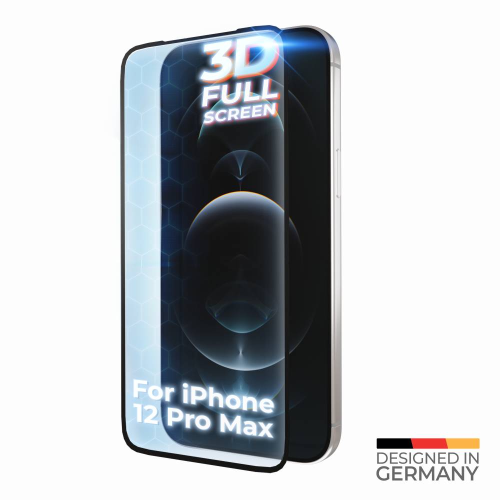 prio 3D Displayschutzglas für iPhone 12 Pro Max schwarz