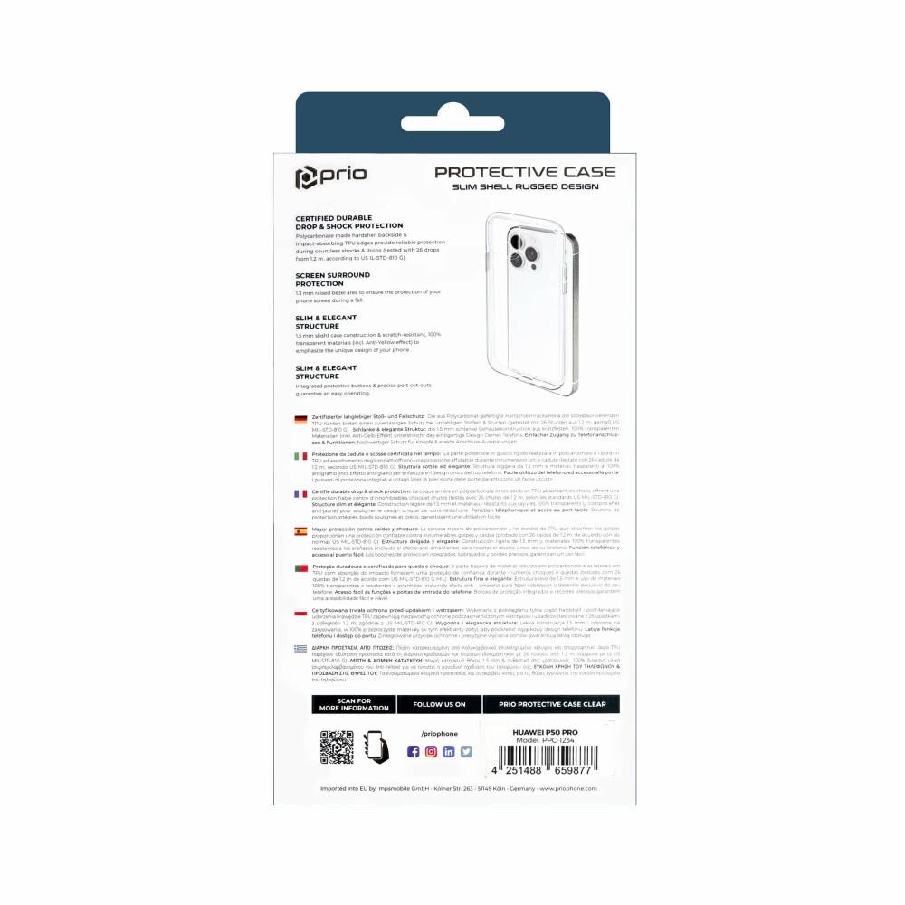 prio Handyhülle für Huawei P50 Pro transparent