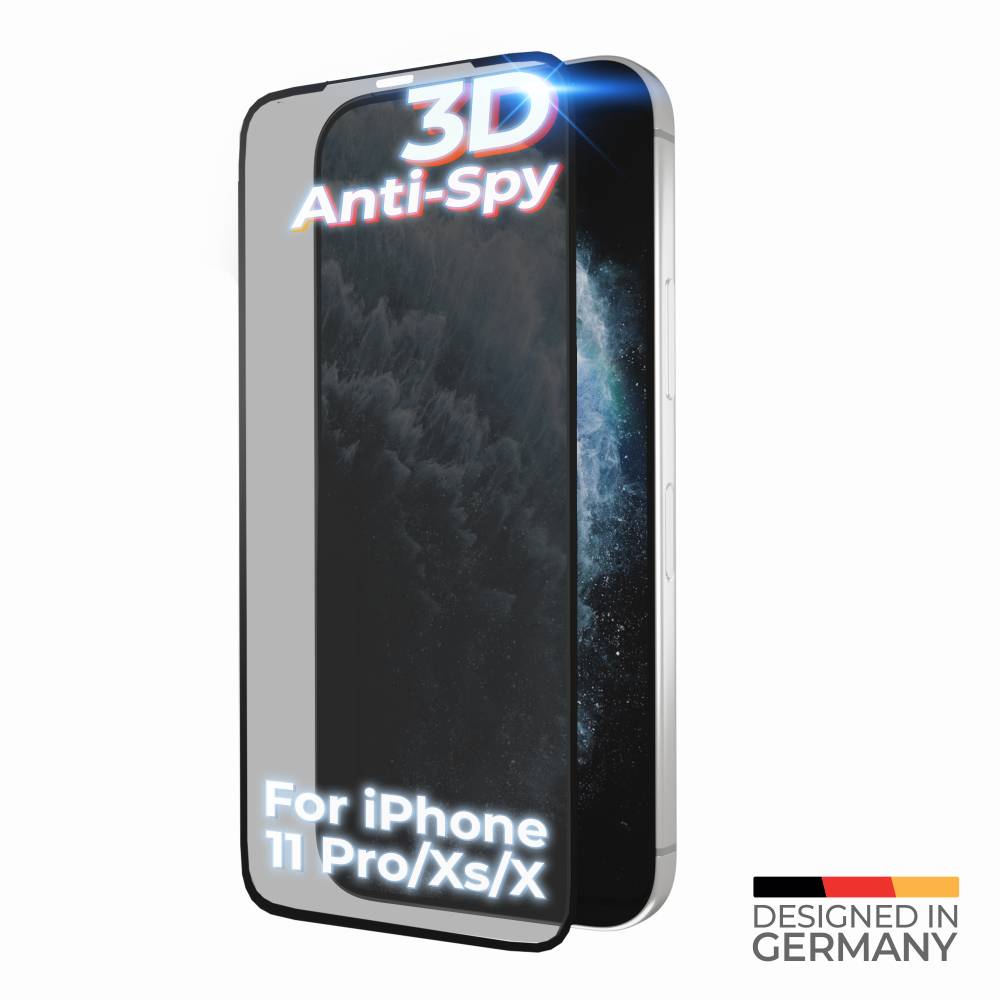 prio 3D Anti-Spy Displayschutzglas für iPhone 11 Pro/XS/X schwarz