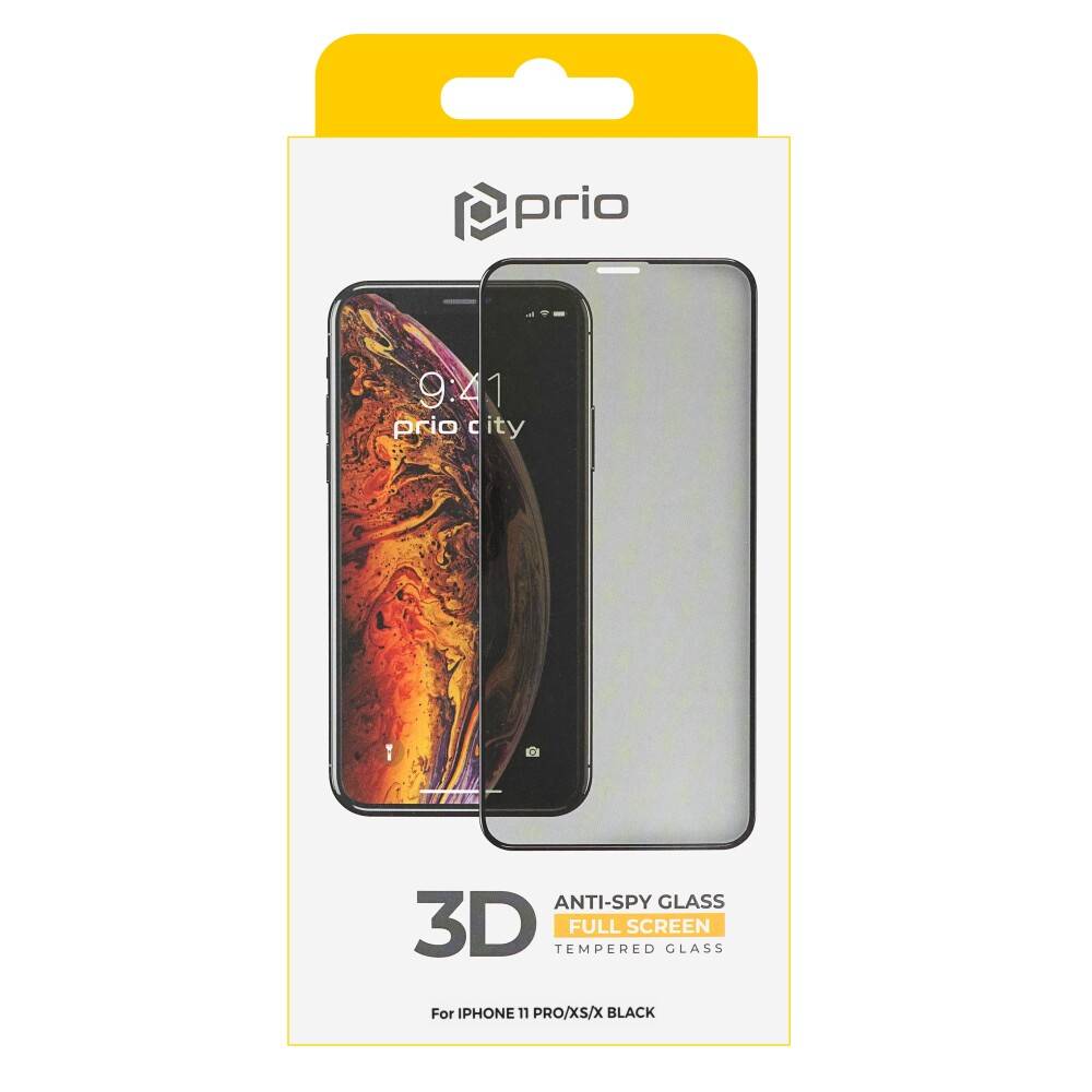 prio 3D Anti-Spy Displayschutzglas für iPhone 11 Pro/XS/X schwarz