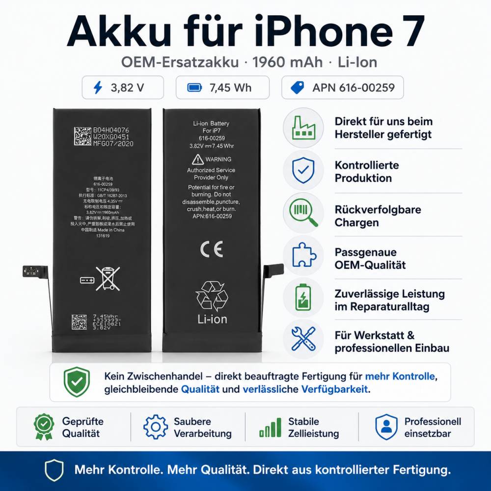 616-00259 Akku für iPhone 7 Batterie Ersatzakku