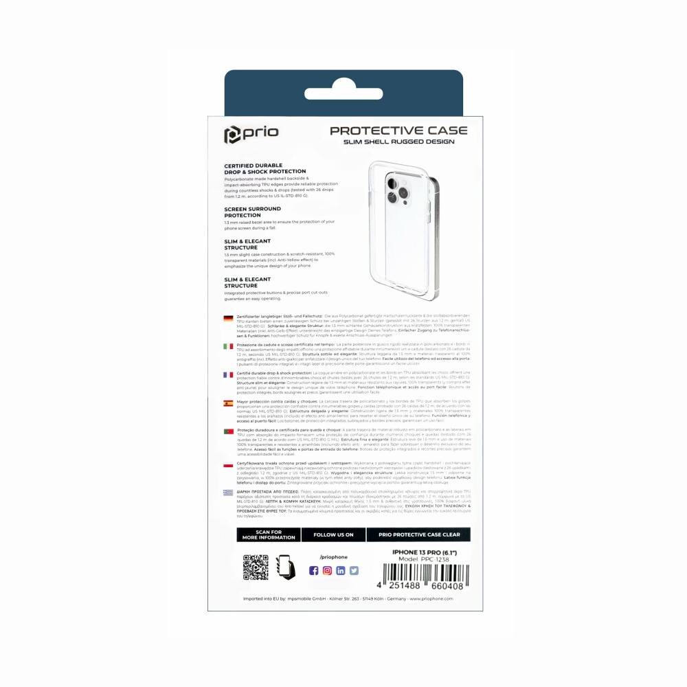 prio Schuthülle für iPhone 13 Pro transparent
