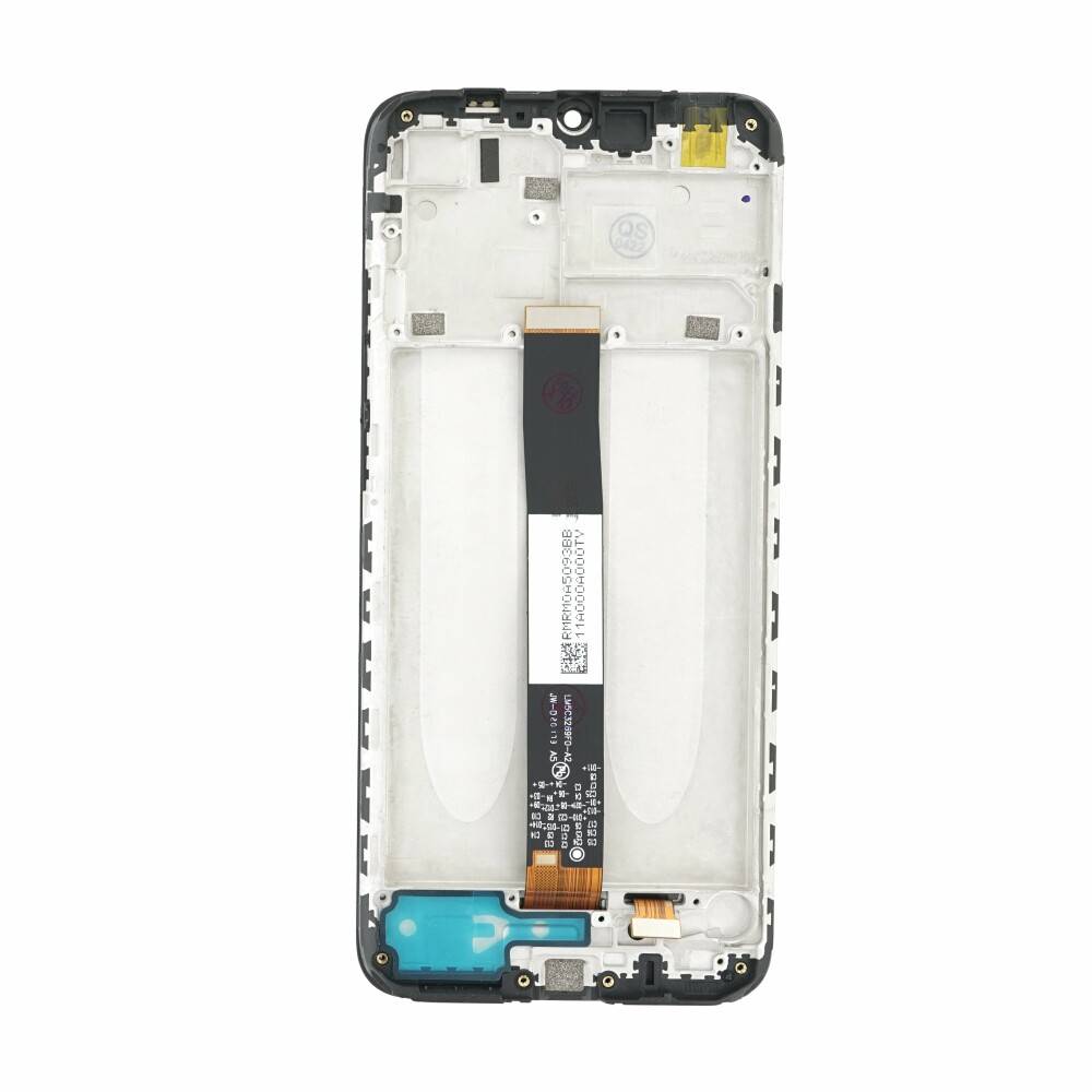 Zerlegtes Smartphone mit Blick auf die Innenseite des vorderen Panels, das interne Komponenten wie den Digitizer und Steckverbinder offenlegt.