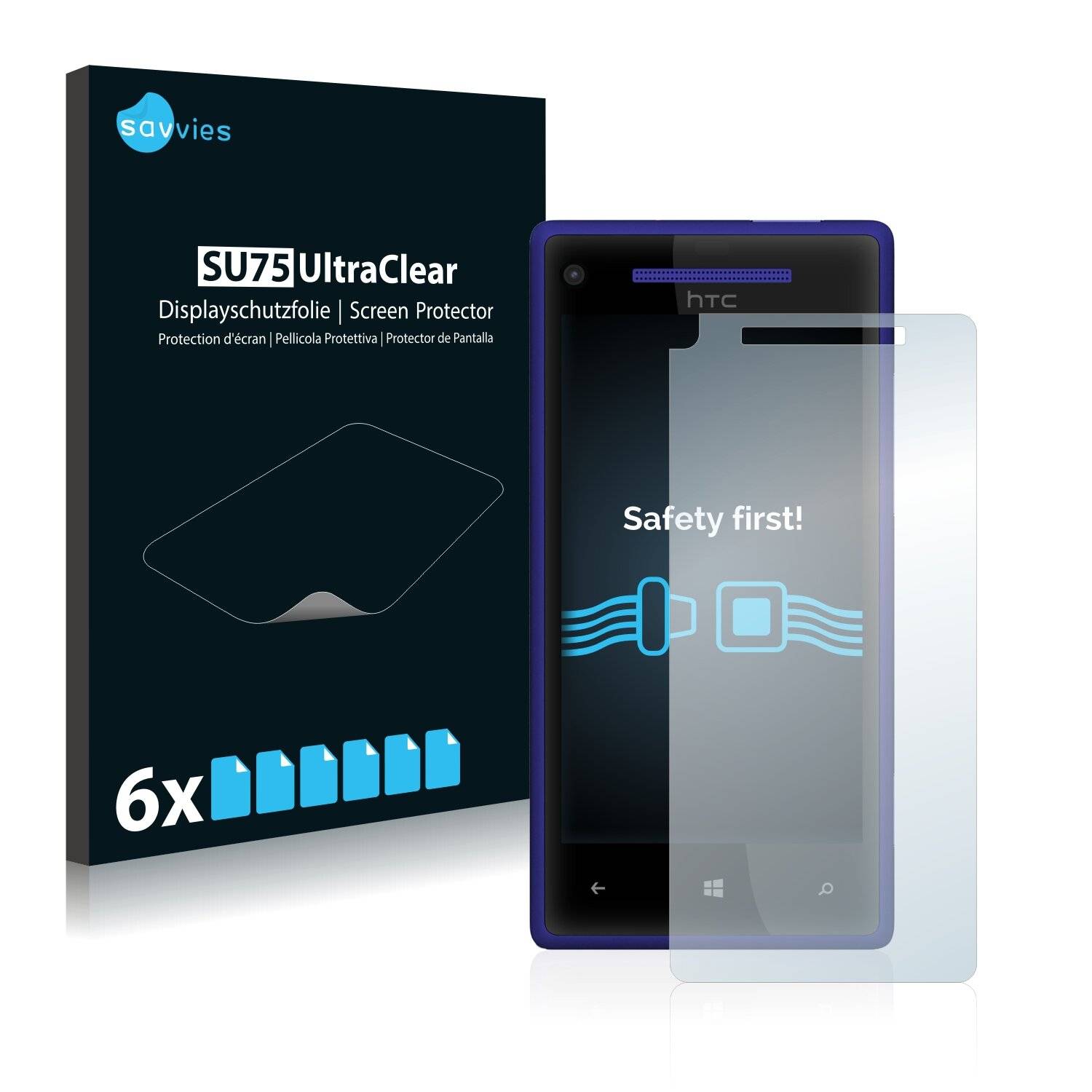 6x Savvies SU75 Displayschutzfolie für HTC Windows Phone