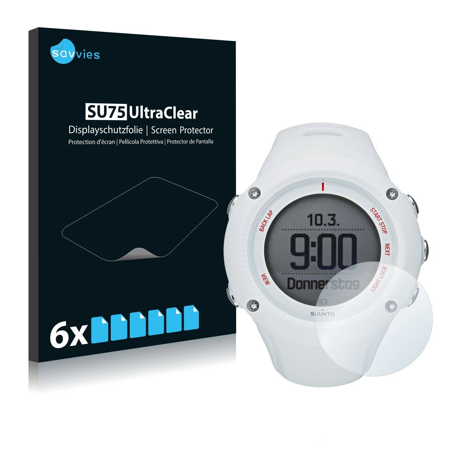 6x Savvies SU75 Displayschutzfolie für Suunto Ambit3 Run